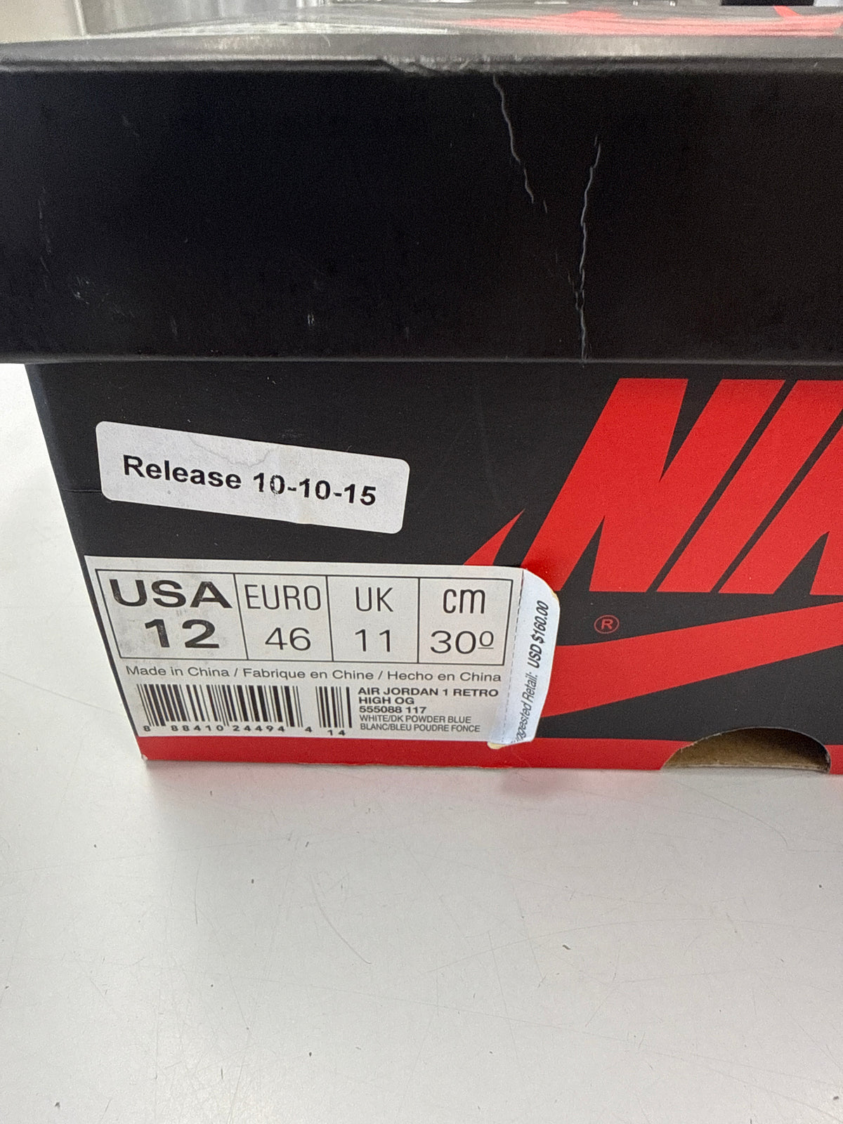 AIR JORDAN 1 HIGH OG UNC -  SIZE 12  (WORN)