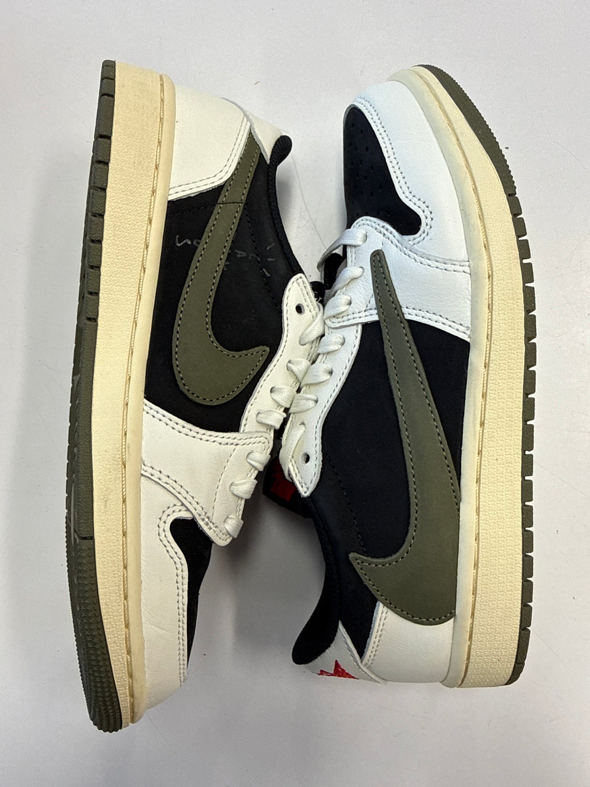WMNS AIR JORDAN 1 LOW TRAVIS SCOTT OLIVE - SIZE W7.5 M6 (WORN)