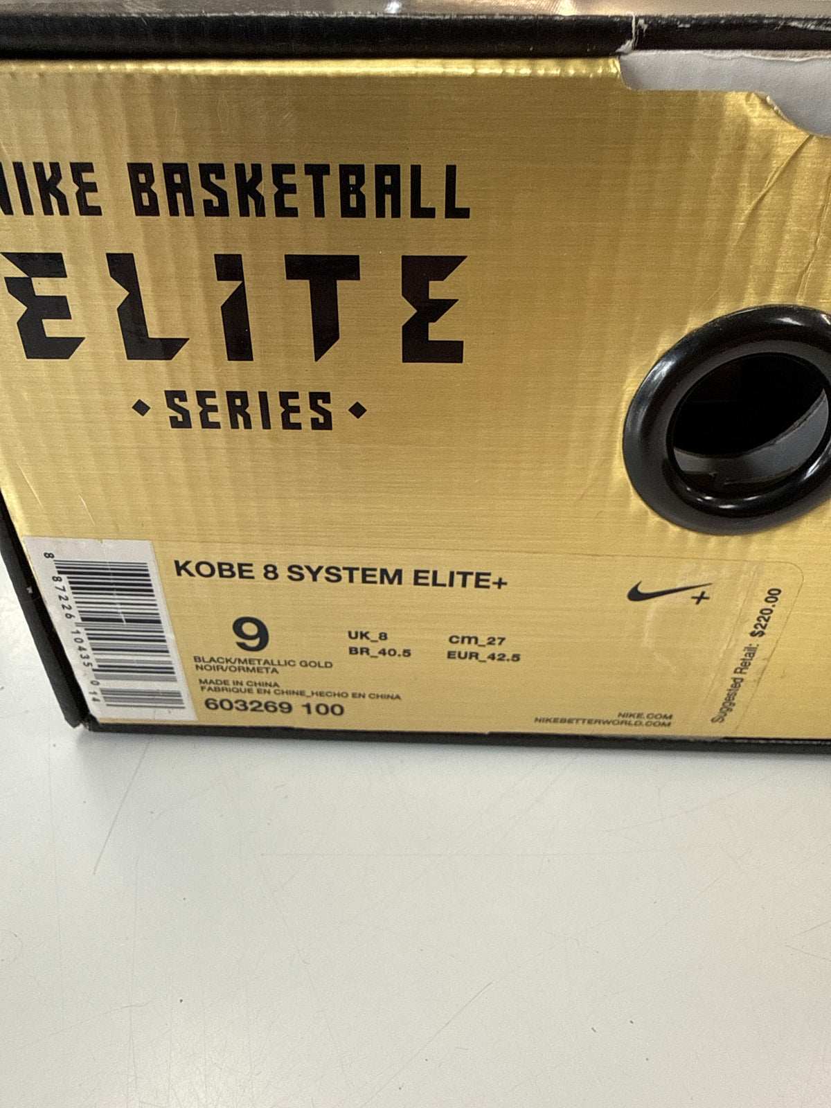 KOBE ELITE+ BLACK GOLD - SIZE 9 (WORN)