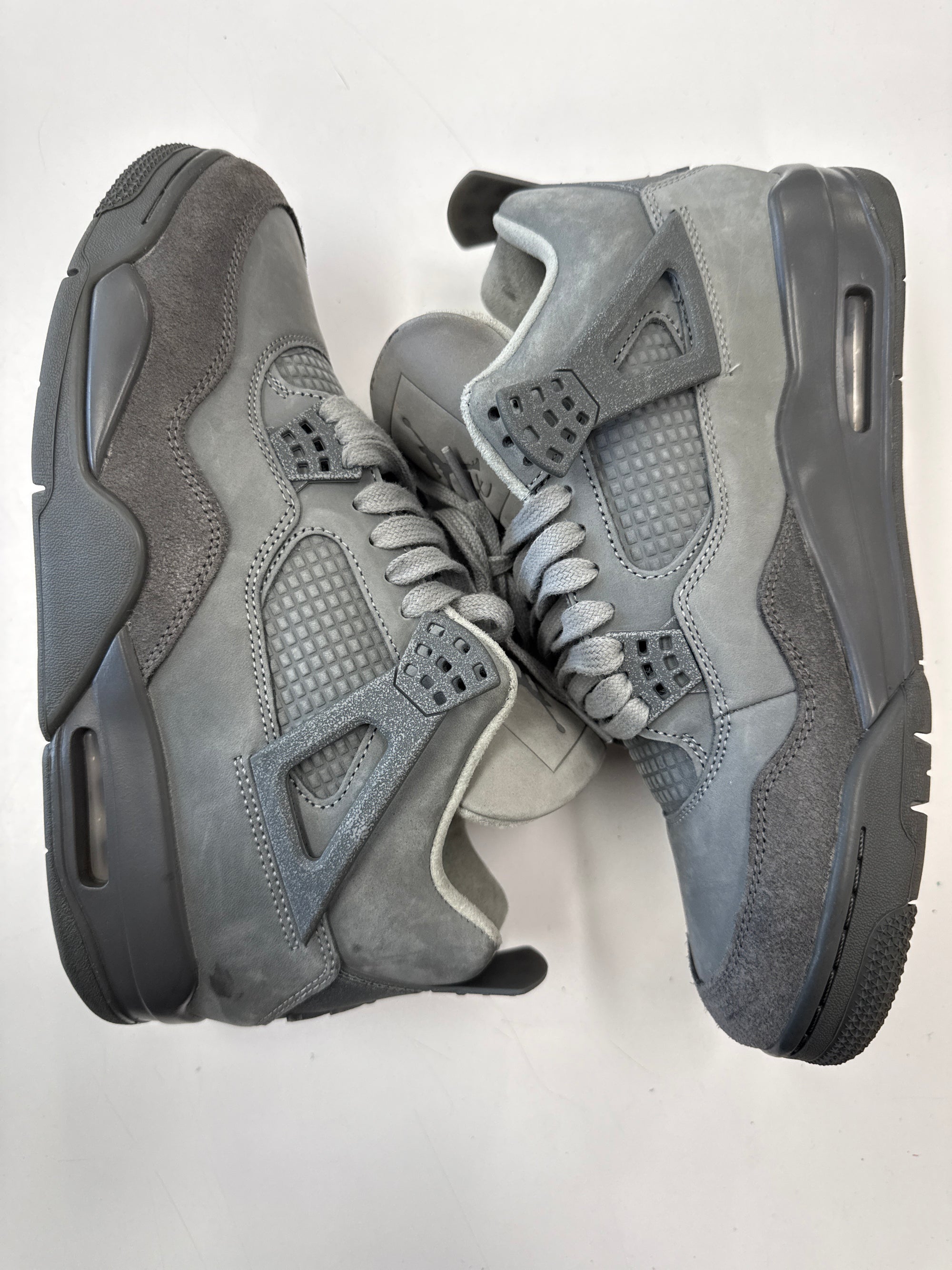AIR JORDAN 4 WET CEMENT - SIZE 9.5 (WORN) - NO SIZE LABEL ON THE BOX