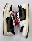 WMNS AIR JORDAN 1 LOW TRAVIS SCOTT OLIVE - SIZE W9.5 M8 (WORN)