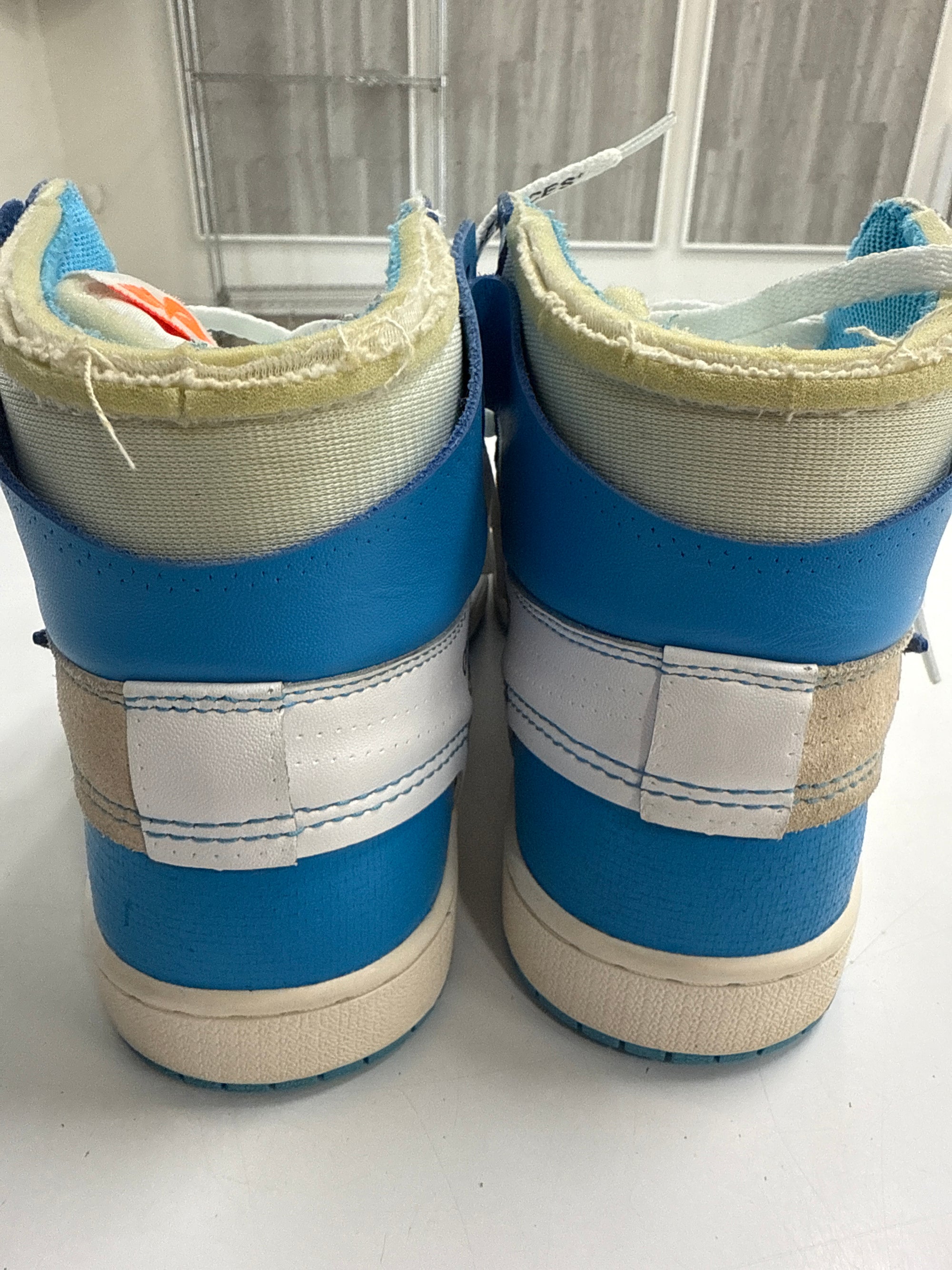 OFF WHITE AIR JORDAN 1 HIGH UNIVERSITY BLUE - SIZE 9.5 (WORN) - REPLACEMENT BOX