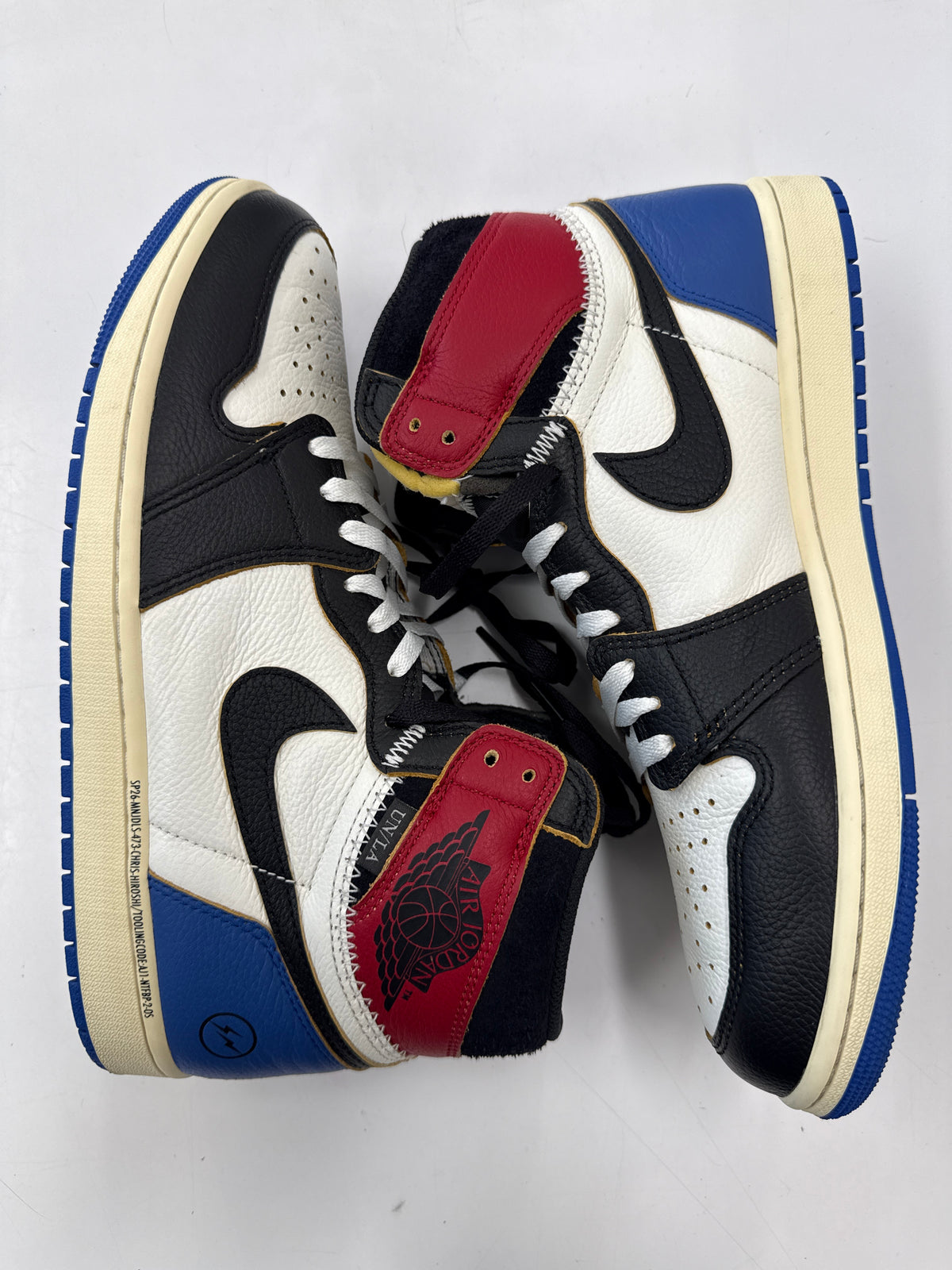AIR JORDAN 1 HIGH UNION FRAGMENT X UNION VARSITY RED SPORT ROYAL - SIZE 11.5 (WORN)