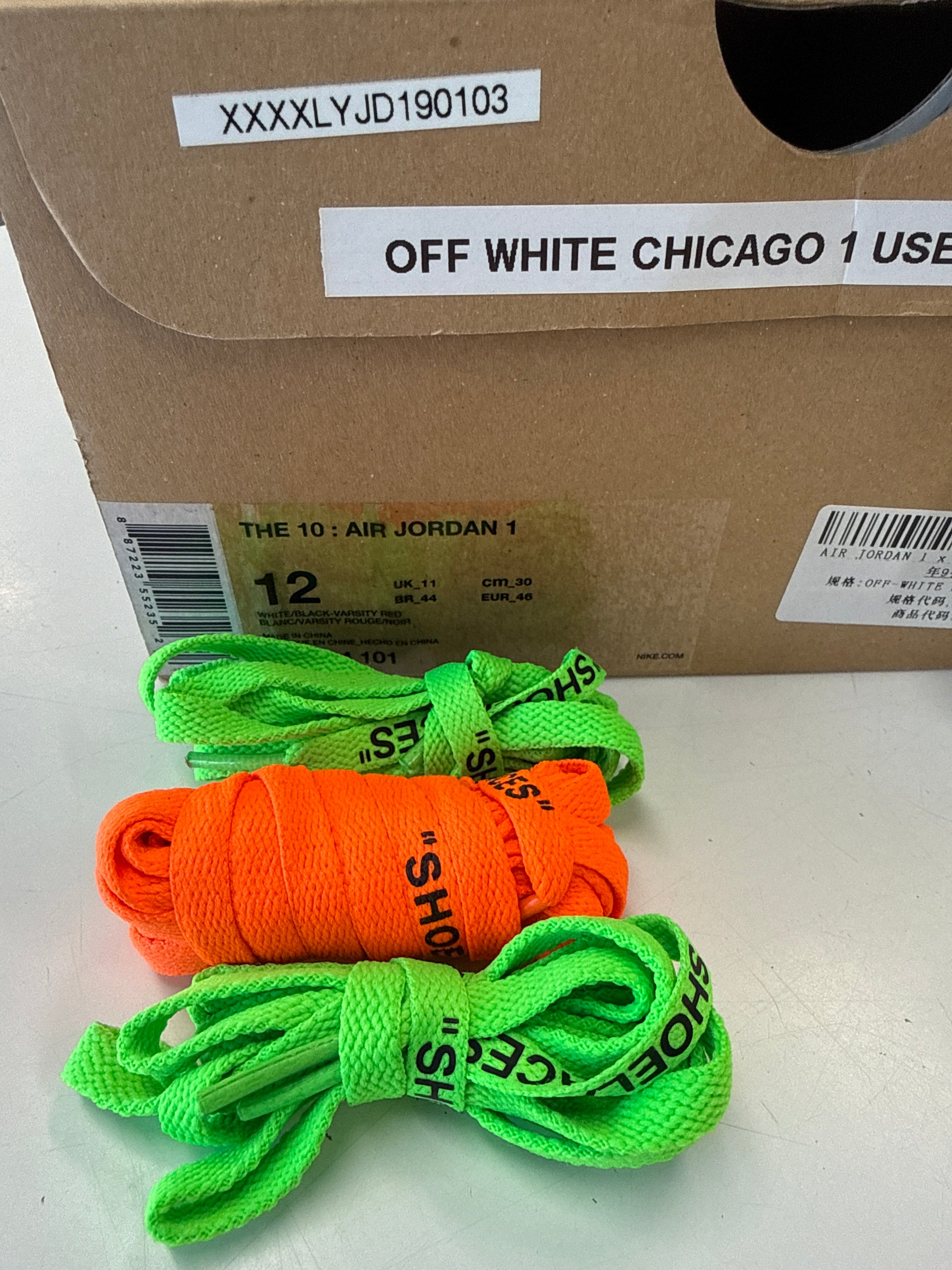 OFF WHITE AIR JORDAN 1 HIGH CHICAGO - SIZE 12 (WORN)