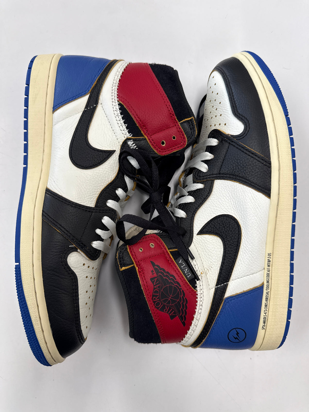 AIR JORDAN 1 HIGH UNION FRAGMENT X UNION VARSITY RED SPORT ROYAL - SIZE 11.5 (WORN)