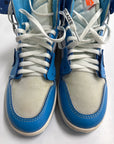 OFF WHITE AIR JORDAN 1 HIGH UNIVERSITY BLUE - SIZE 9.5 (WORN) - REPLACEMENT BOX