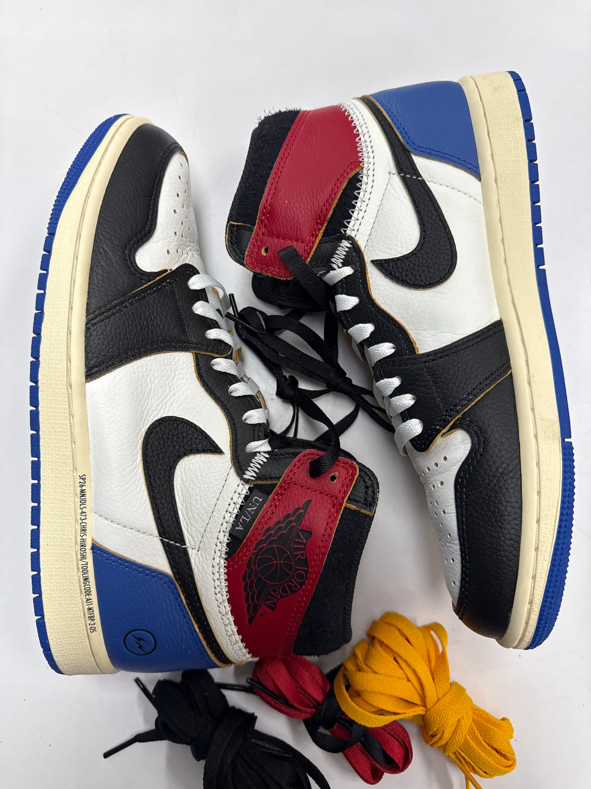AIR JORDAN 1 HIGH FRAGMENT X UNION LA VARSITY RED SPORT ROYAL - SIZE 8.5 (WORN)