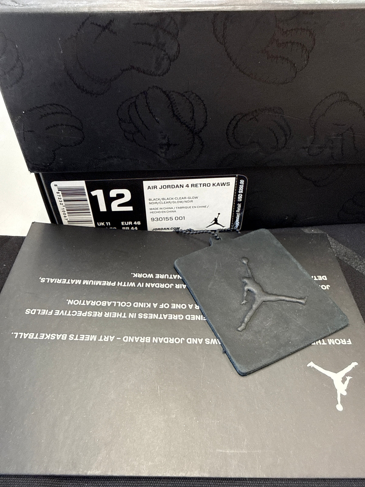 AIR JORDAN 4 KAWS BLACK - SIZE 12 (WORN)