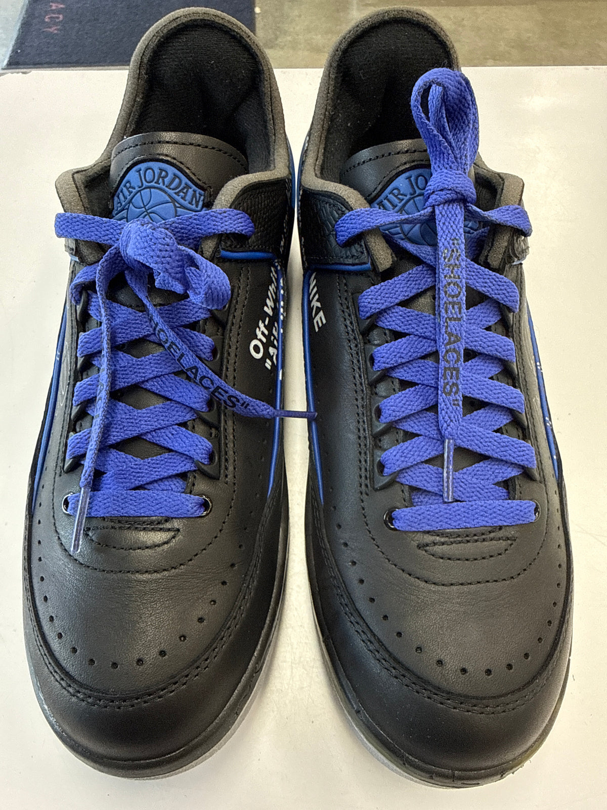 OFF WHITE AIR JORDAN 2 LOW BLACK BLUE - SIZE 9 (WORN)