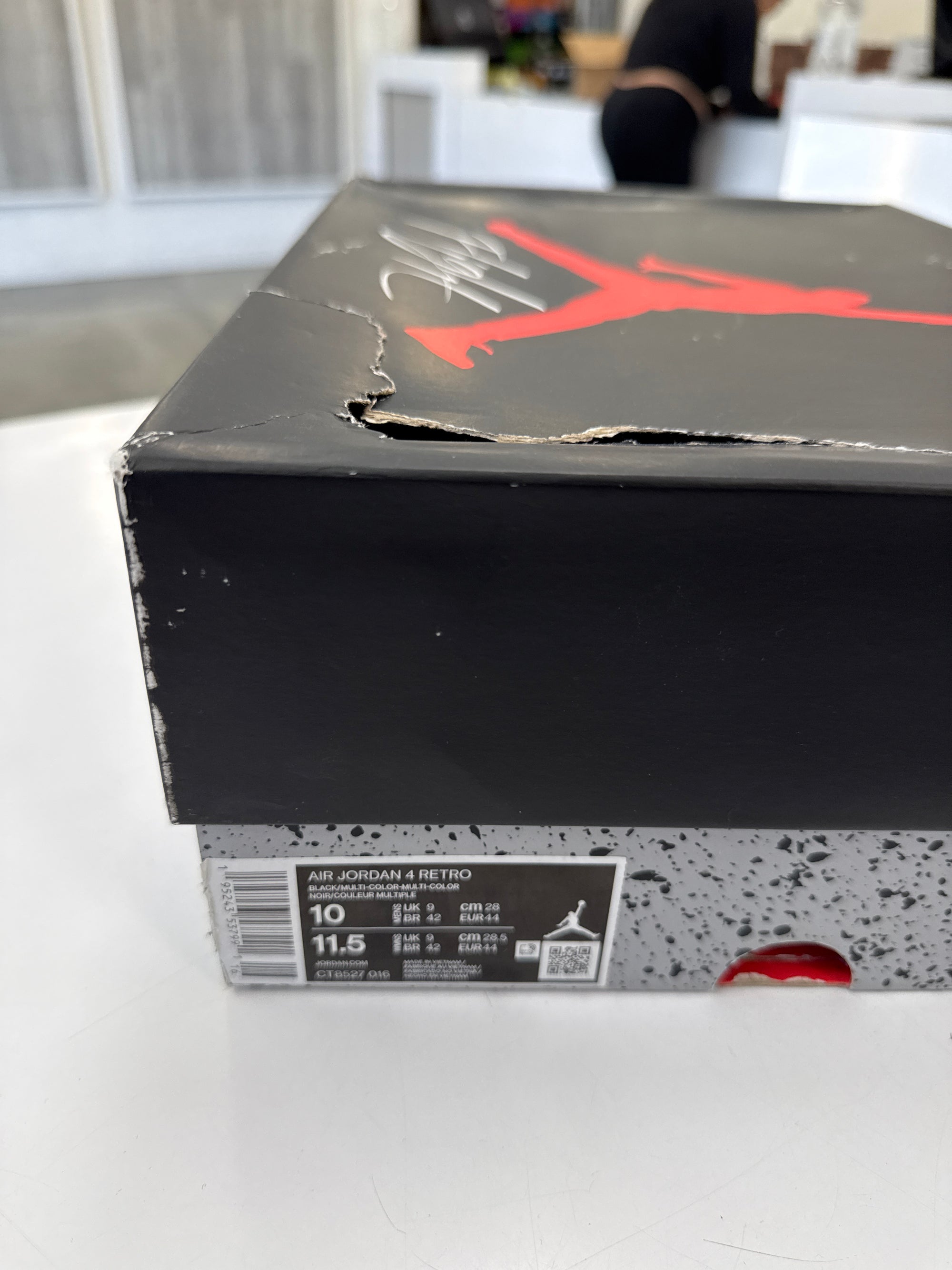 AIR JORDAN 4 RED THUNDER - SIZE 10 (WORN) - DAMAGED LID