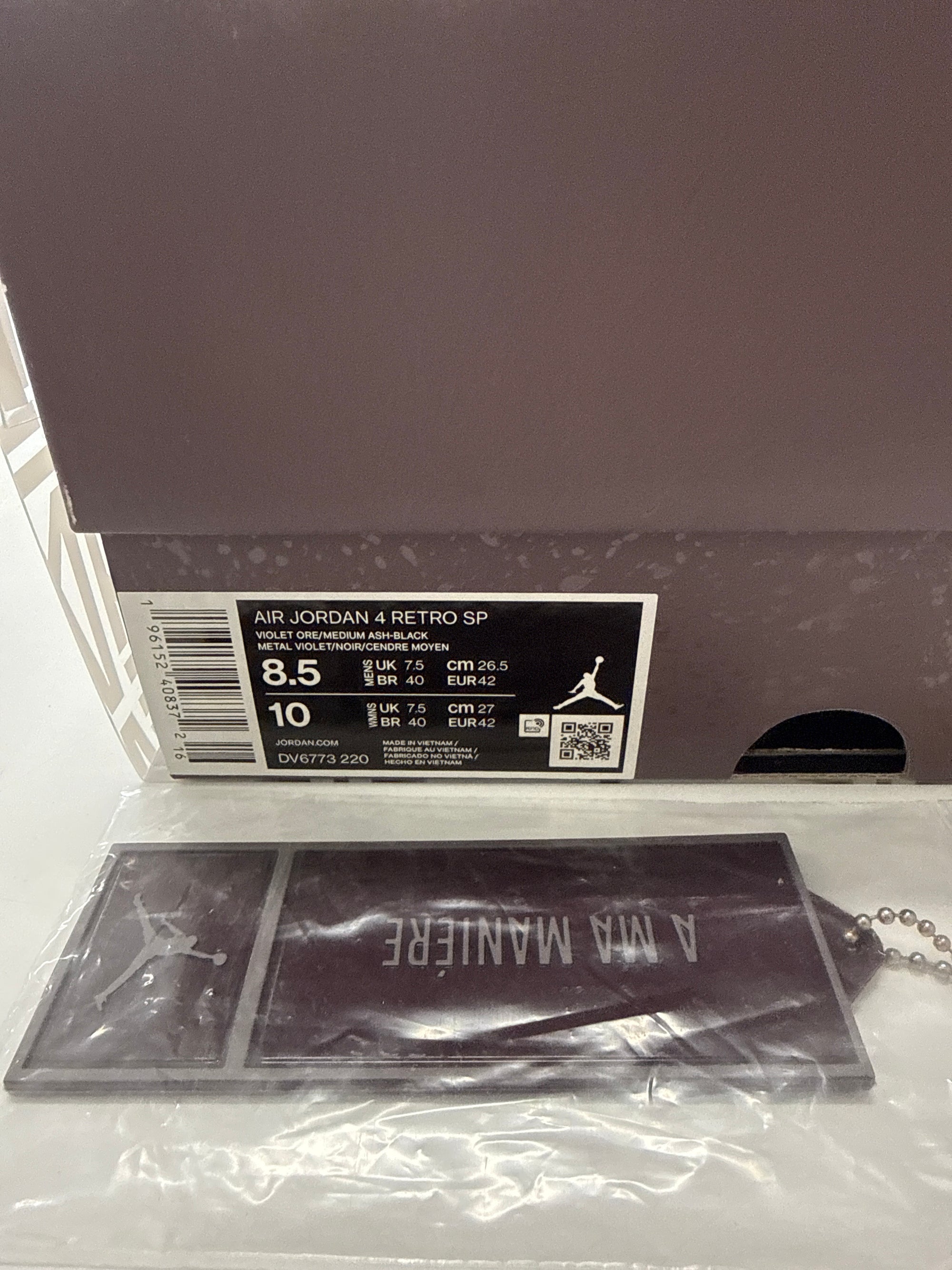 AIR JORDAN 4 A MA MANIERE VIOLET ORE - SIZE 8.5 (WORN)