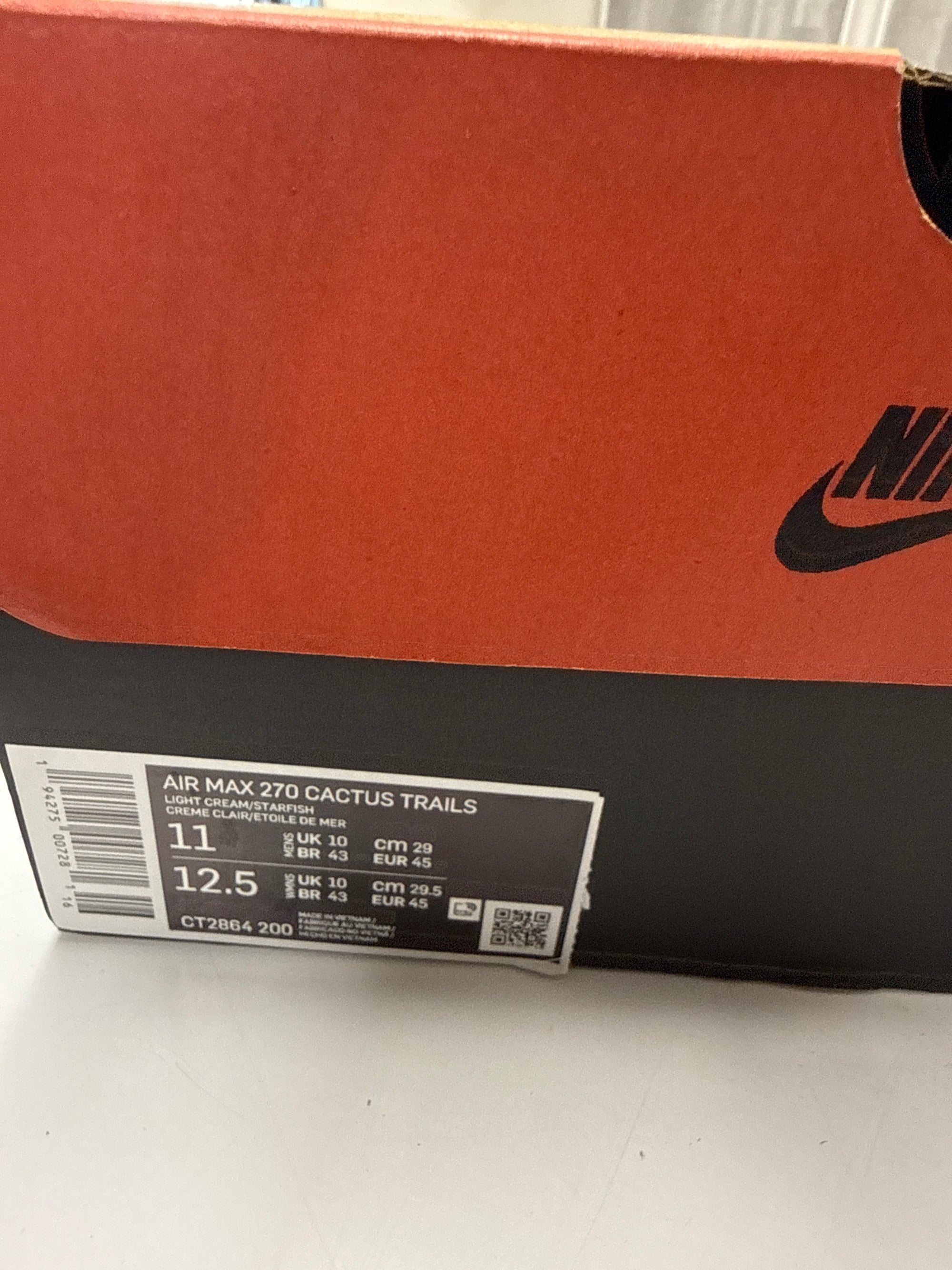AIR MX 270 CACTUS TRAILS TRAVIS SCOTT - SIZE 11 (WORN)