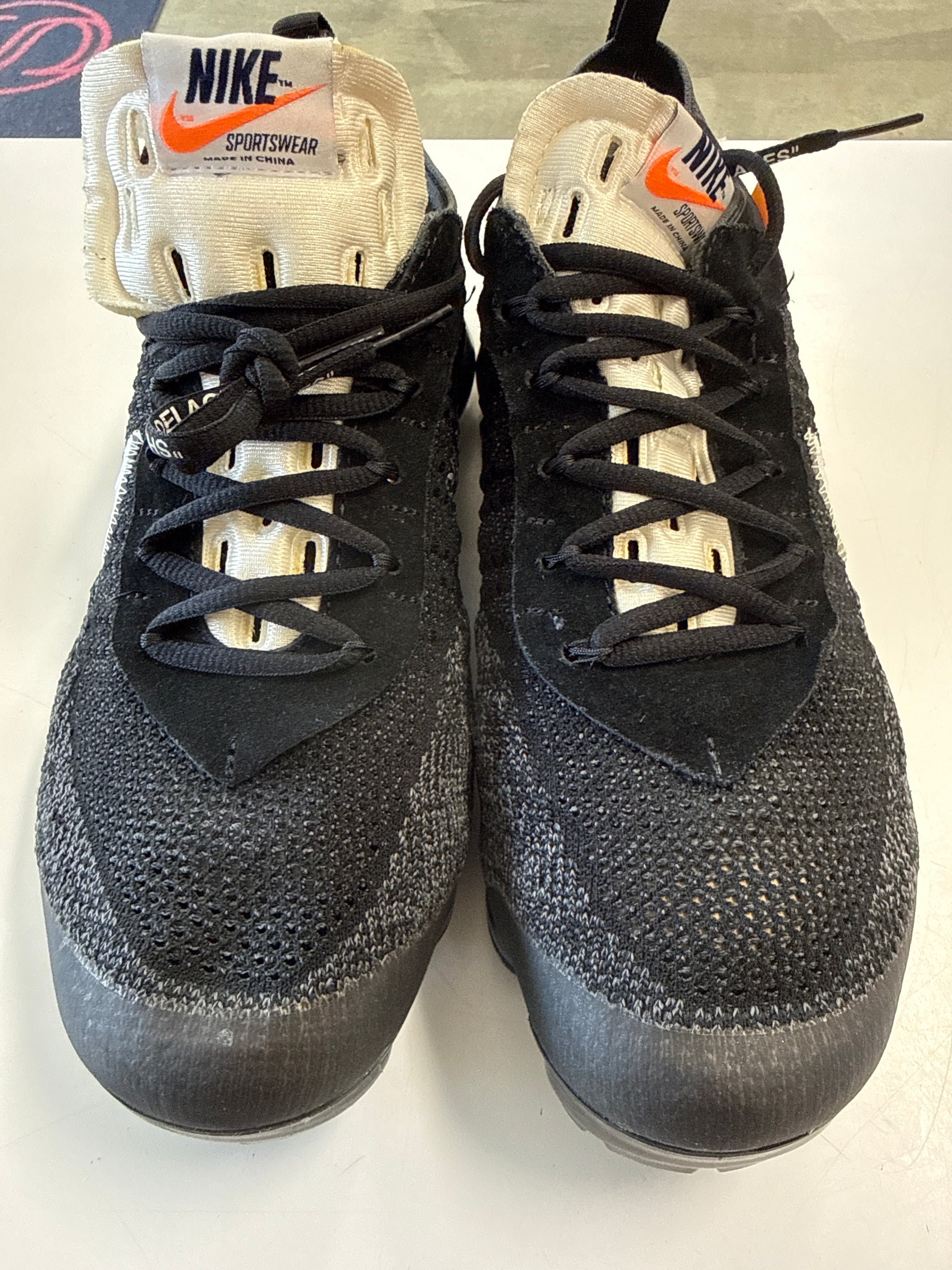 OFF WHITE AIR VAPORMAX BLACK - SIZE 11 (WORN)