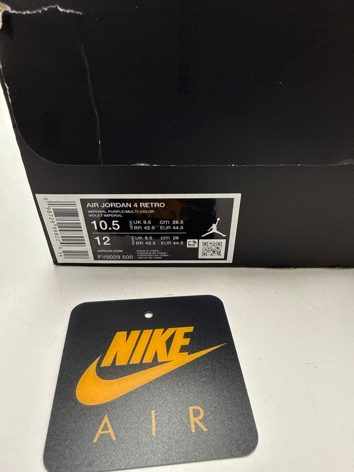 AIR JORDAN 4 LAKERS - SIZE 10.5 (WORN)