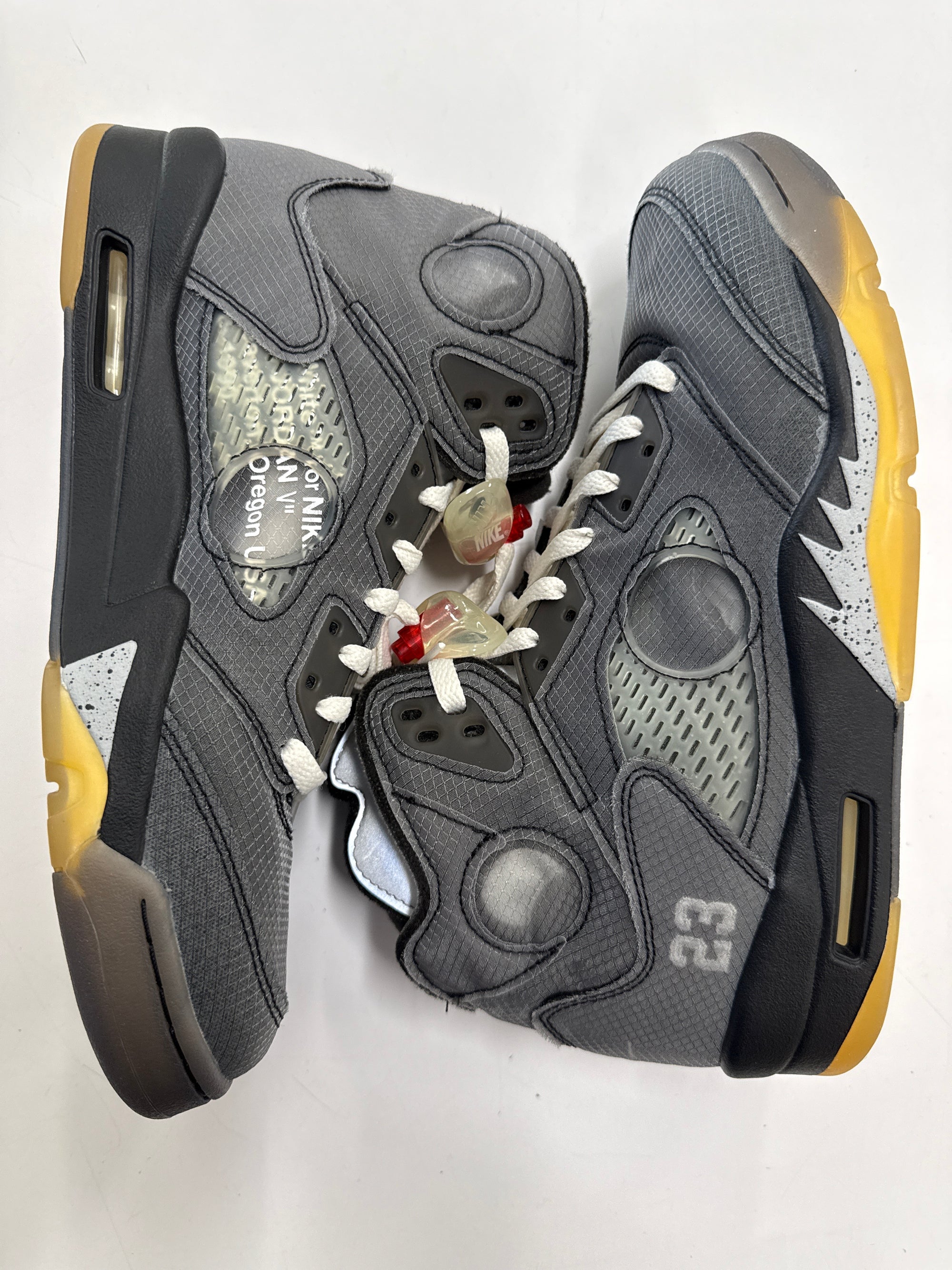 OFF WHITE AIR JORDAN 5 MUSLIN - SIZE 10 (WORN) - SUPER CLEAN - CLEAR NETTING