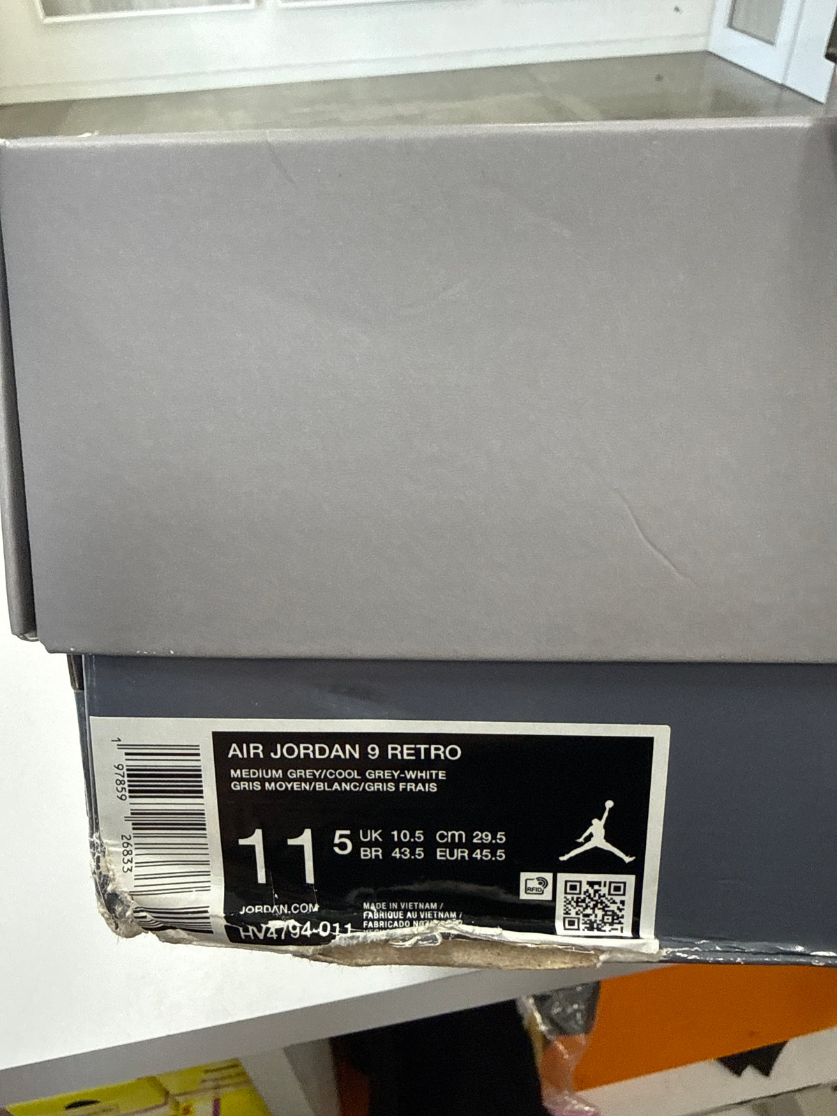 AIR JORDAN 9 COOL GREY 2025 - SIZE 11.5 (WORN)