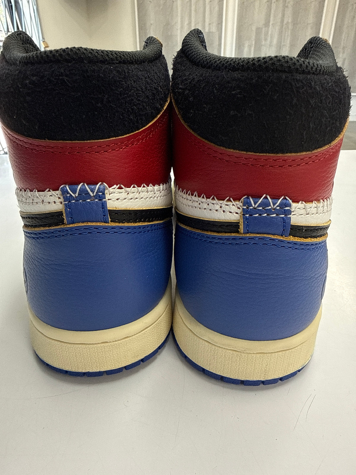 AIR JORDAN 1 HIGH FRAGMENT X UNION LA VARSITY RED SPORT ROYAL - SIZE 8.5 (WORN)