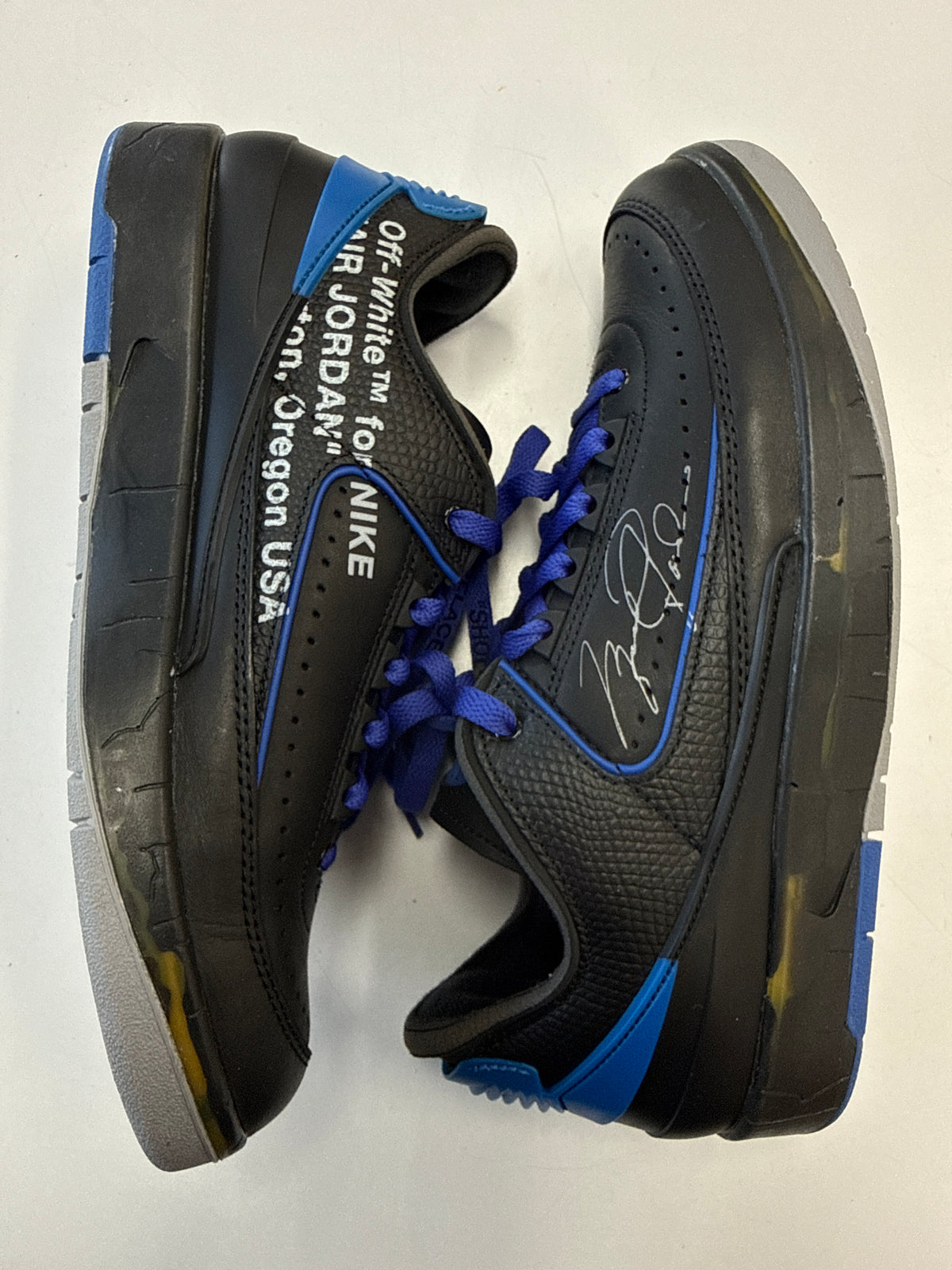 OFF WHITE AIR JORDAN 2 LOW BLACK BLUE - SIZE 9 (WORN)