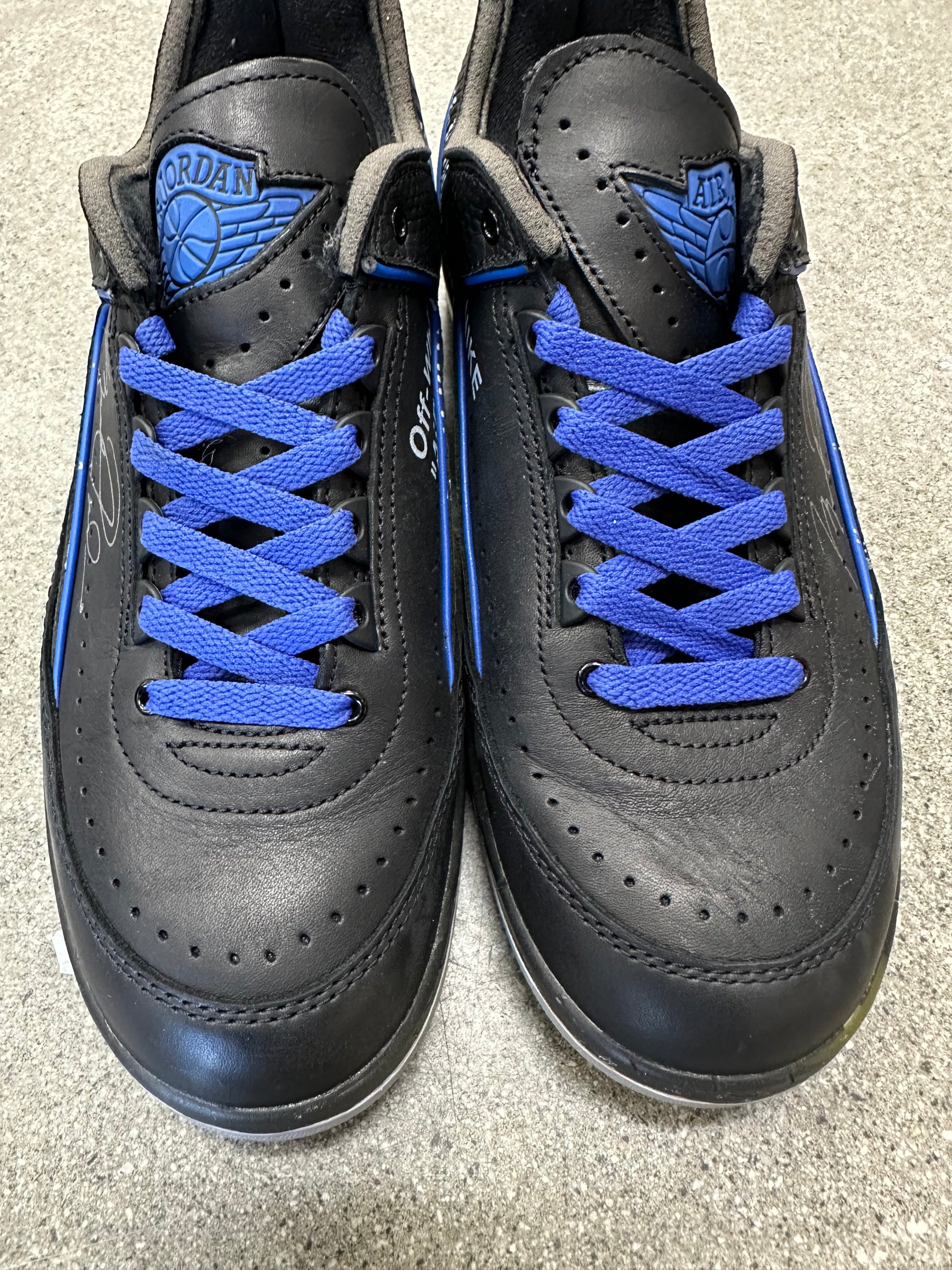 OFF WHITE AIR JORDAN 2 LOW BLACK ROYAL - SIZE 9 (WORN)