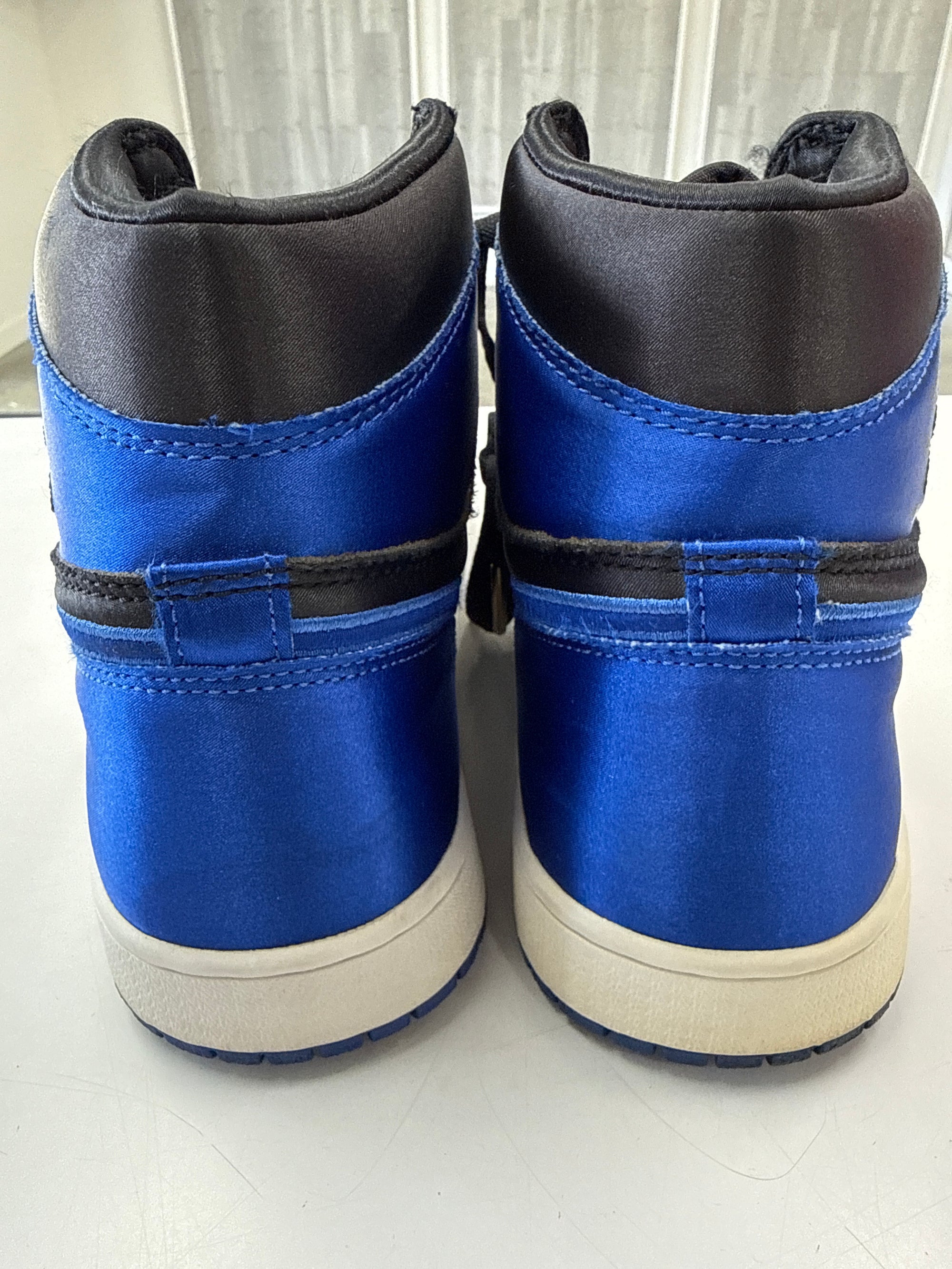 AIR JORDAN 1 HIGH SATIN ROYAL NUMBERED - SIZE 10 (WORN)